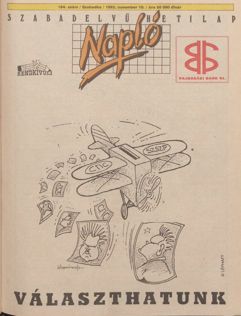 Napló - Szabadelvű hetilap, 4. évf. 1993. november 10. 184. sz.