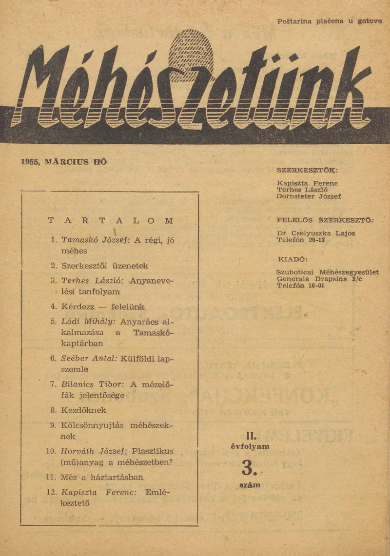 Méhészetünk, 2. évf. 1955. március 1. 3. sz.