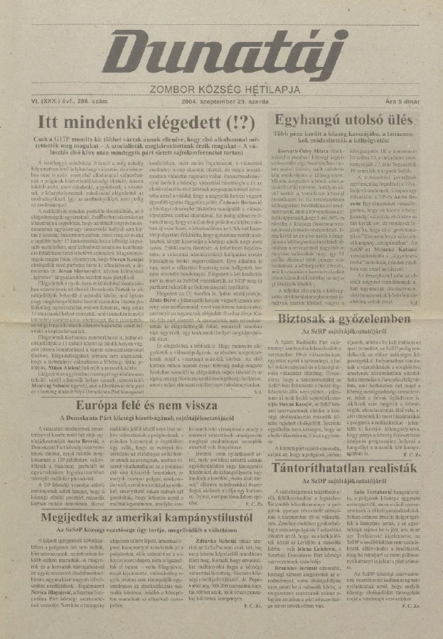 Dunatáj, 6. évf. 2004. szeptember 29. 286. sz.