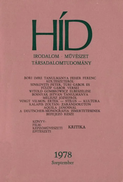 Híd, 42. évf. 1978. szeptember. 9. sz. 967–1102. oldal