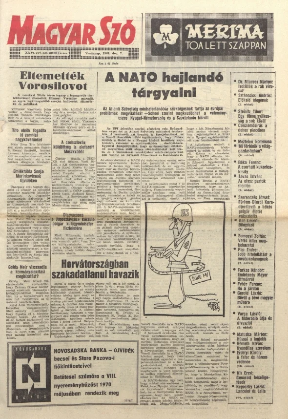 Magyar Szó, 26. évf. 1969. december 7. 336. sz. 1–32. oldal