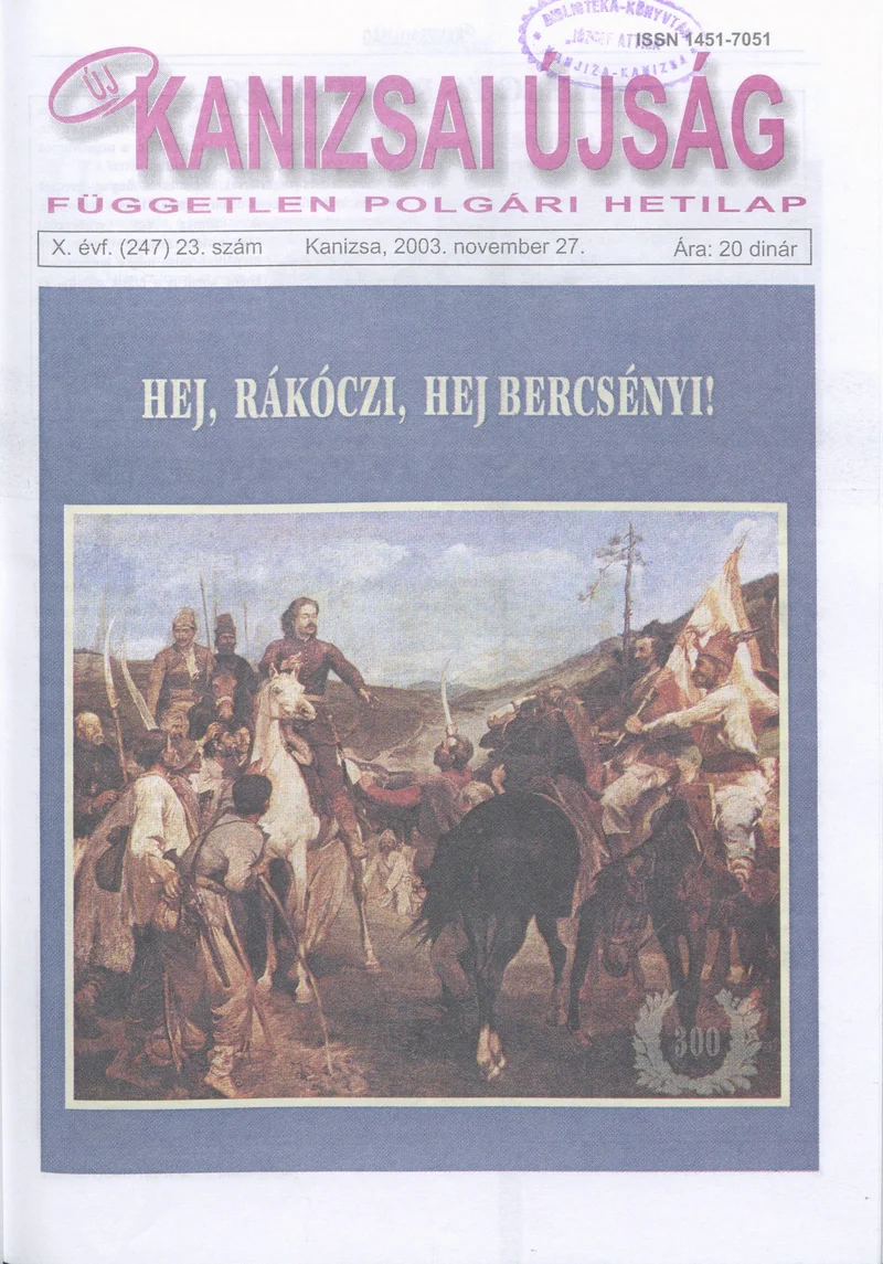 Új Kanizsai Újság, 10. évf. 2003. november 27. 23. sz.