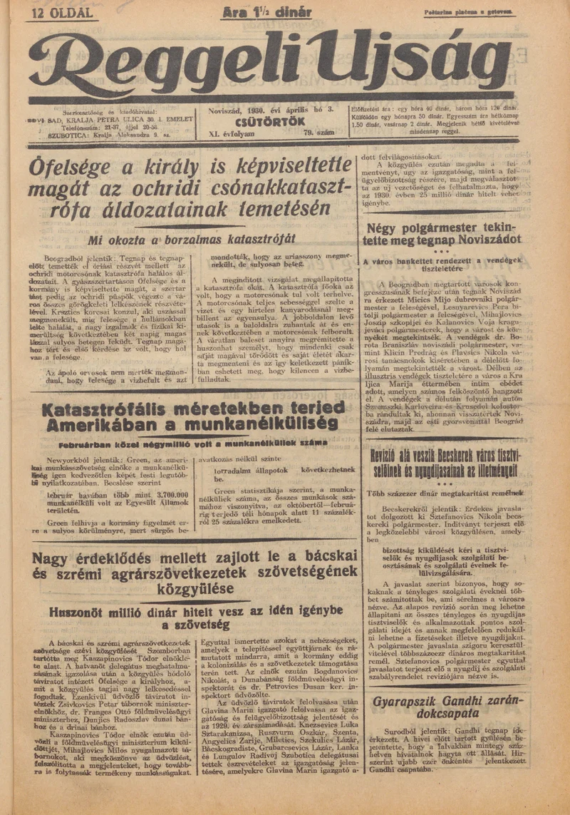 Reggeli Újság, 11. évf. 1930. április 3. 79. sz.