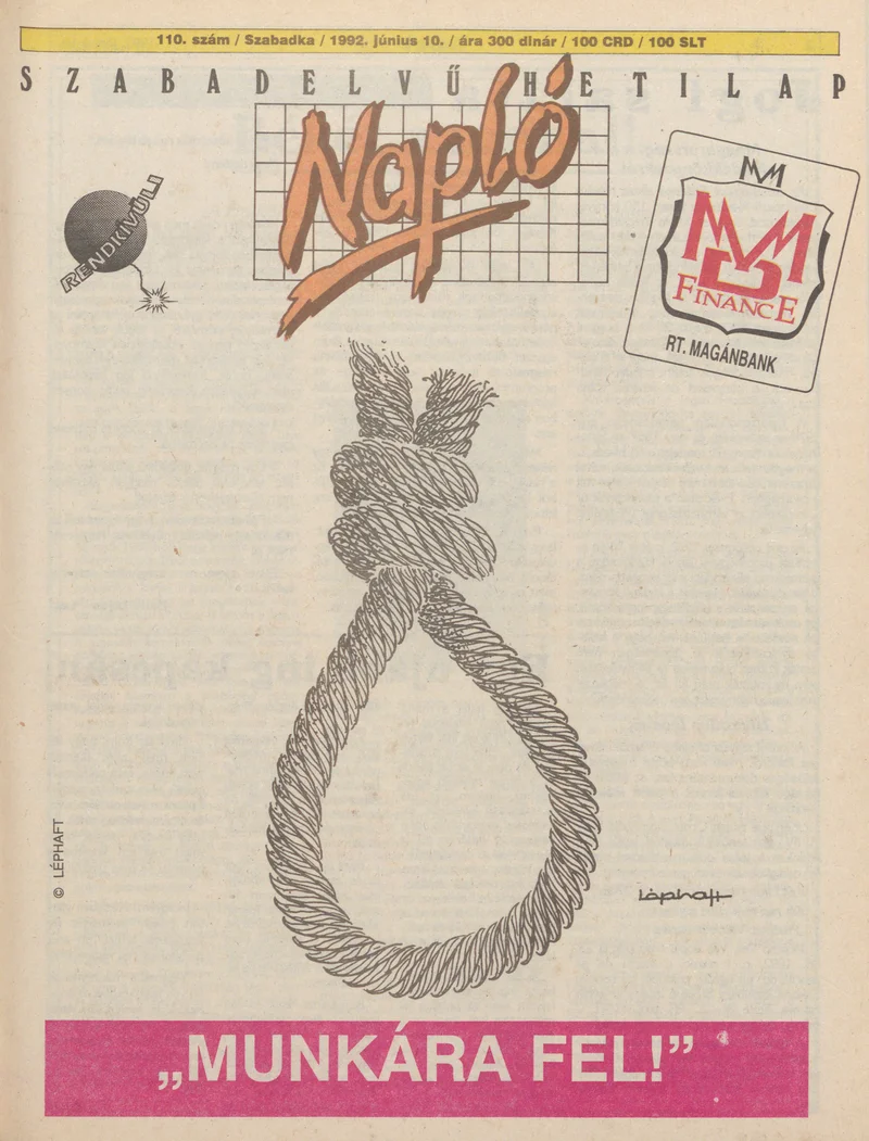 Napló - Szabadelvű hetilap, 3. évf. 1992. június 10. 110. sz.