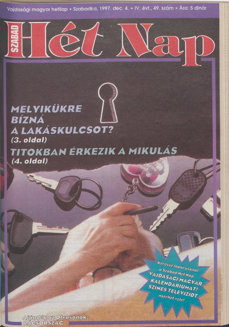 Szabad Hét Nap, 4. évf. 1997. december 4. 49. sz.