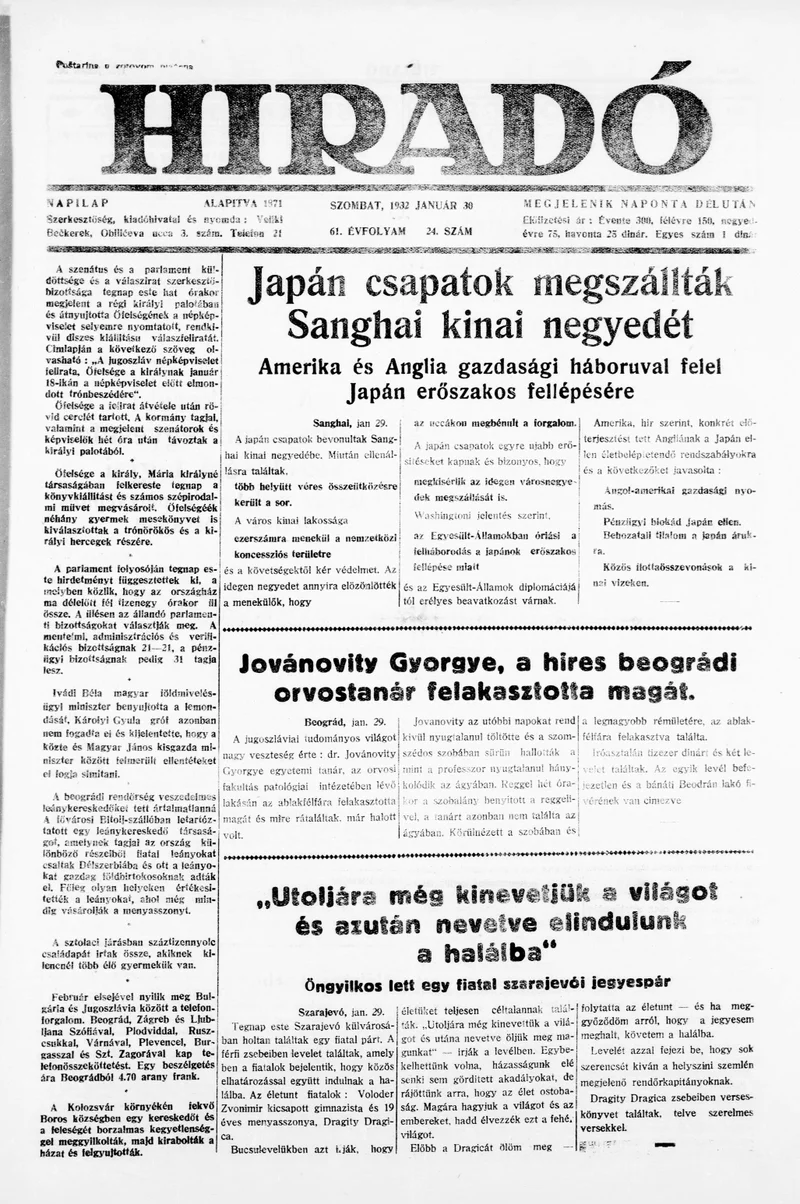 Híradó, 61. évf. 1932. január 30. 24. sz.