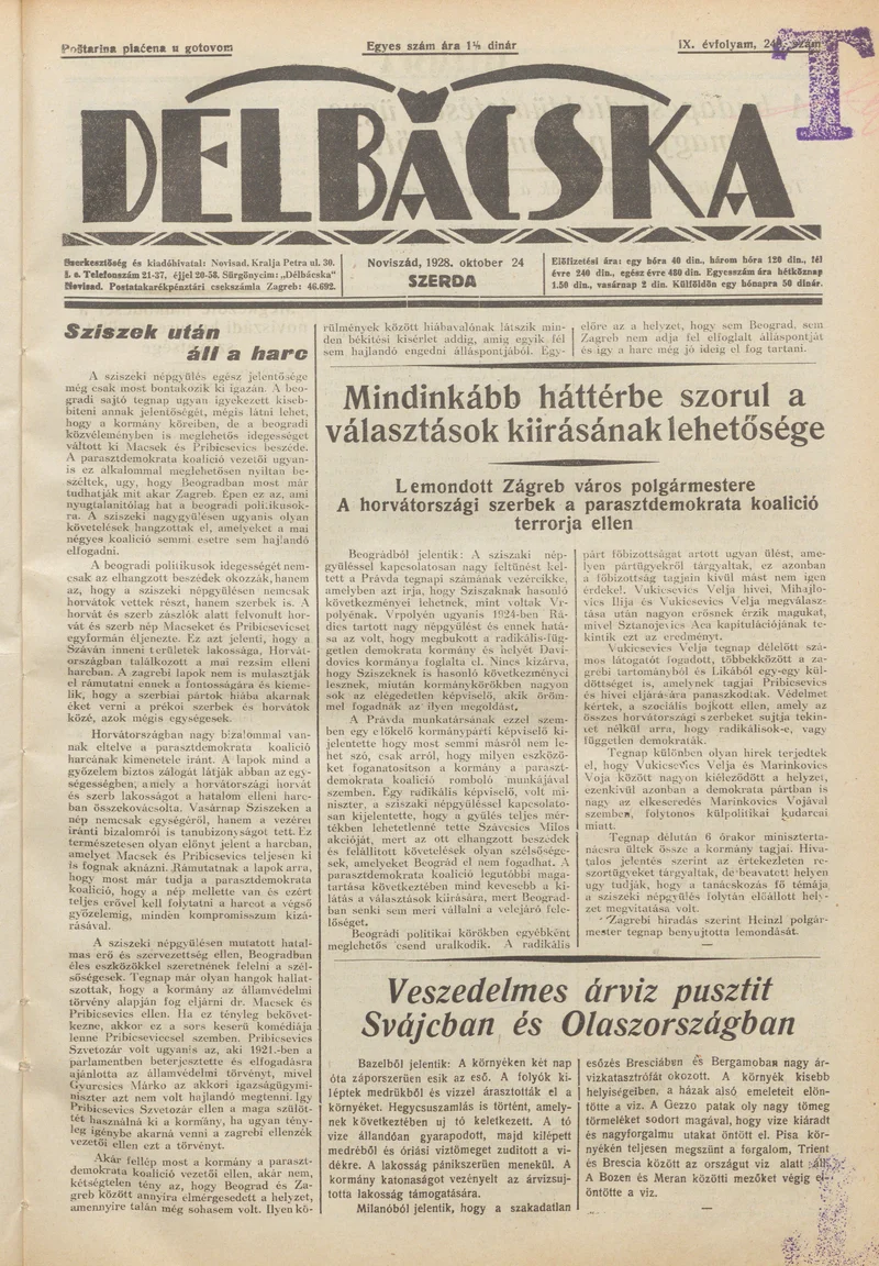 Délbácska, 9. évf. 1928. október 24. 249. sz.
