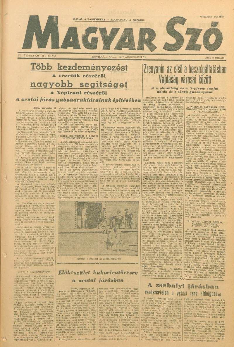 Magyar Szó, 4. évf. 1947. augusztus 19. 204. sz. 1–6. oldal