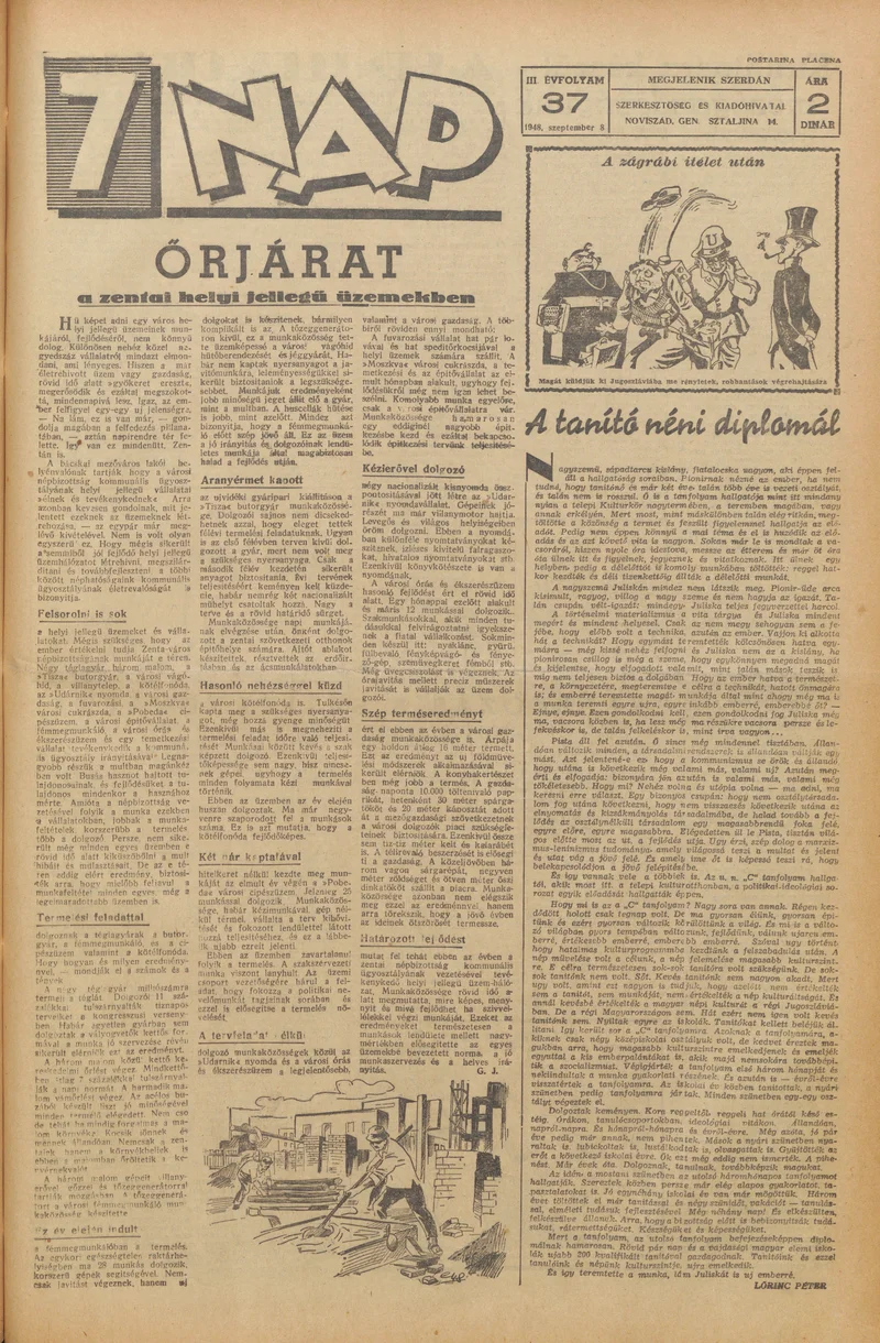 7 Nap, 3. évf. 1948. szeptember 8. 37. sz. 1–4. oldal