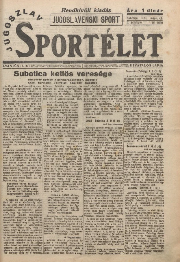 Jugoszláv sportélet, 2. évf. 1923. május 23. 18. sz.