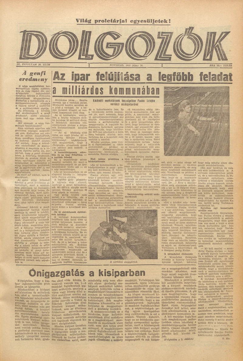Dolgozók, 9. évf. 1955. július 26. 29. sz.