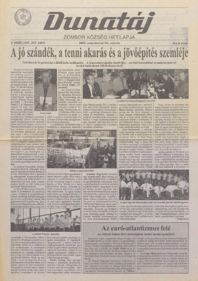 Dunatáj, 5. évf. 2003. szeptember 24. 233. sz.