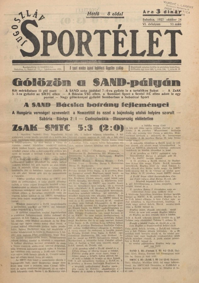 Jugoszláv sportélet, 6. évf. 1927. október 24. 53. sz.