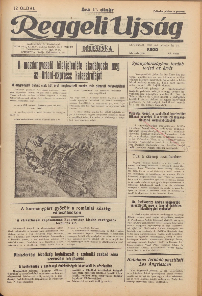 Reggeli Újság, 11. évf. 1930. március 18. 65. sz.