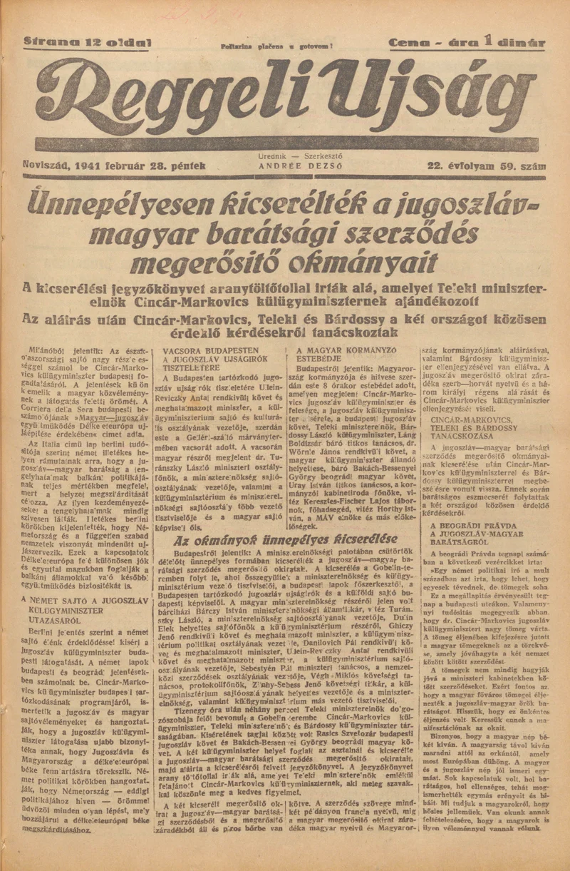 Reggeli Újság, 22. évf. 1941. február 28. 59. sz.
