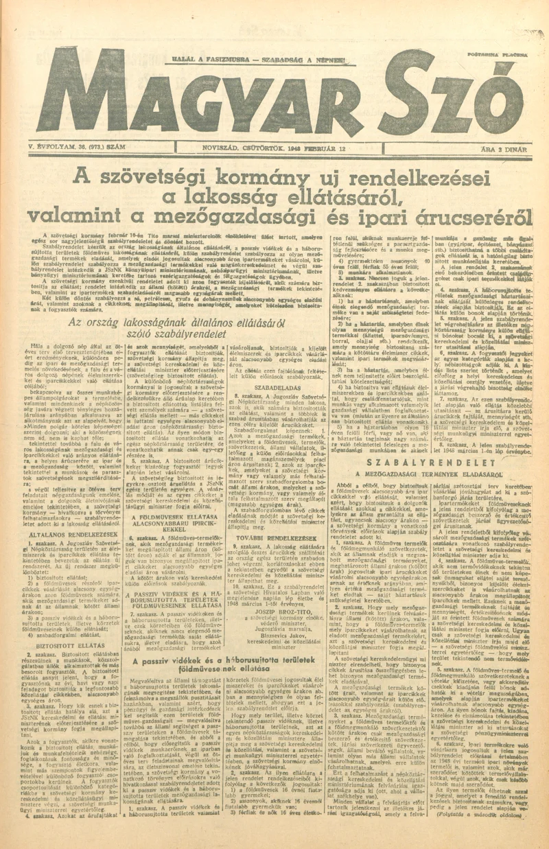 Magyar Szó, 5. évf. 1948. február 12. 36. sz. 1–8. oldal