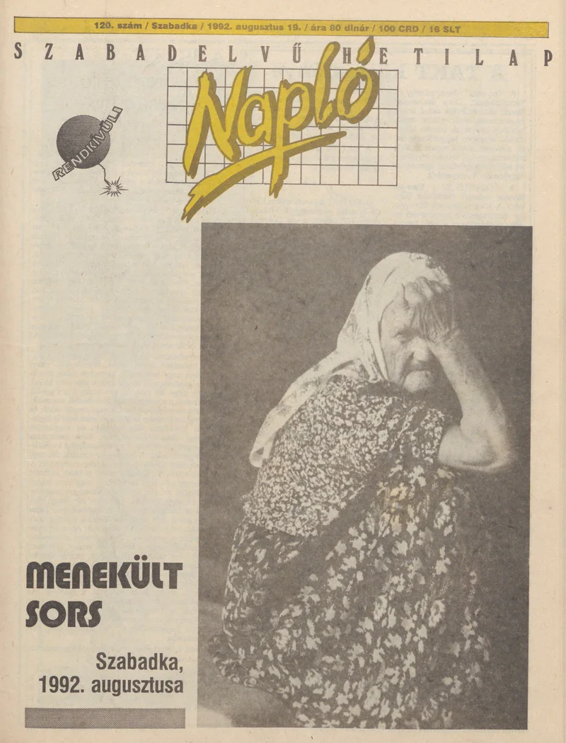 Napló - Szabadelvű hetilap, 3. évf. 1992. augusztus 19. 120. sz.