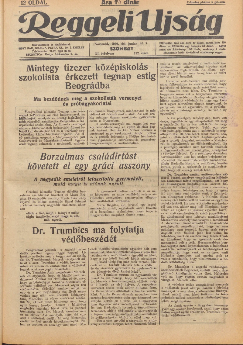 Reggeli Újság, 11. évf. 1930. június 7. 132. sz.