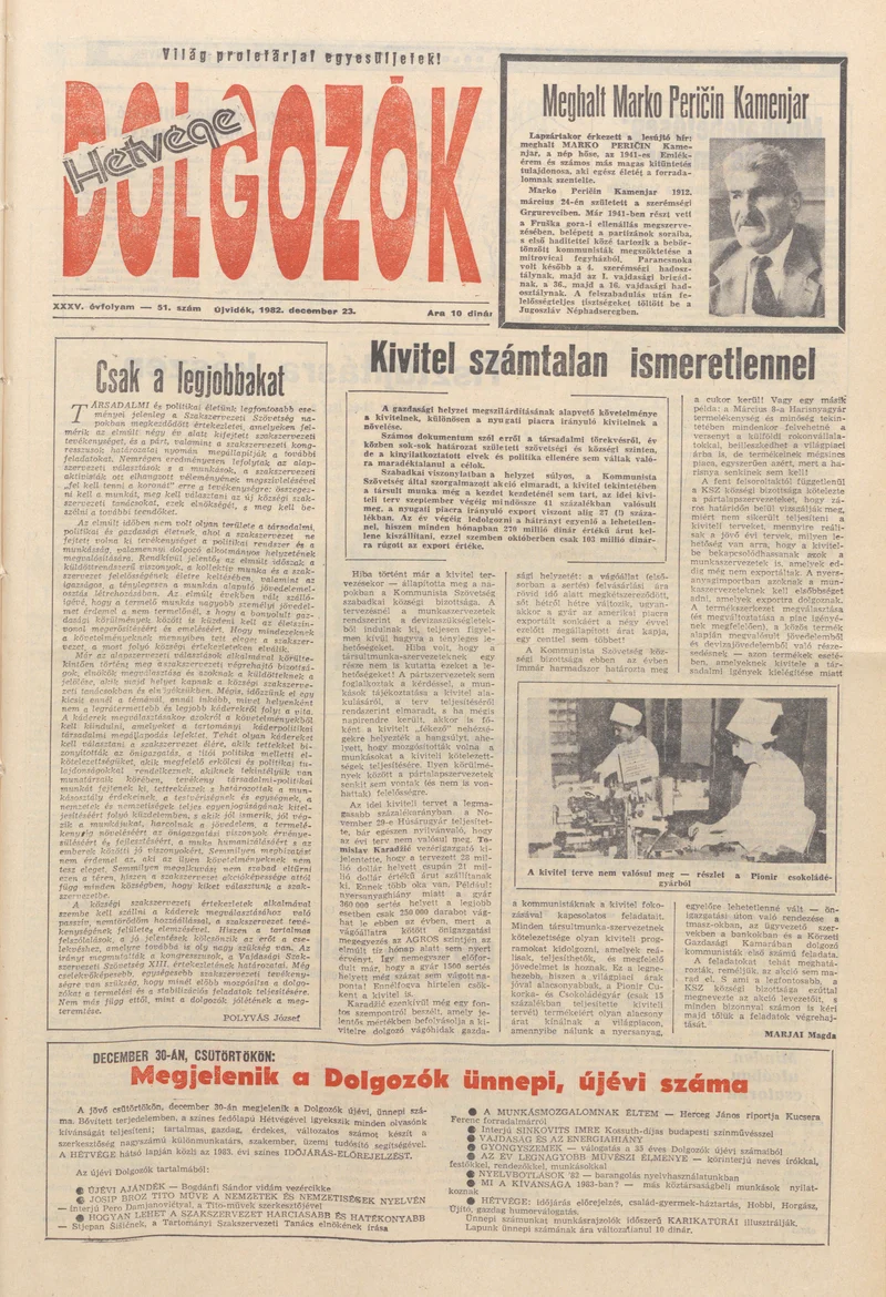 Dolgozók, 36. évf. 1982. december 23. 51. sz.