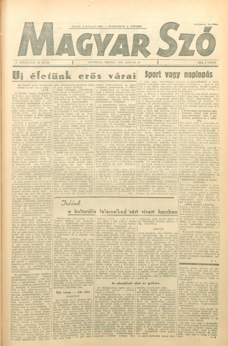Magyar Szó, 5. évf. 1948. január 23. 19. sz. 1–6. oldal
