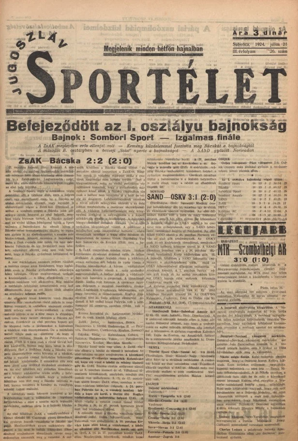Jugoszláv sportélet, 3. évf. 1924. július 21. 26. sz.
