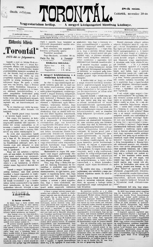 Torontál, 5. évf. 1876. november 30. 48. sz.
