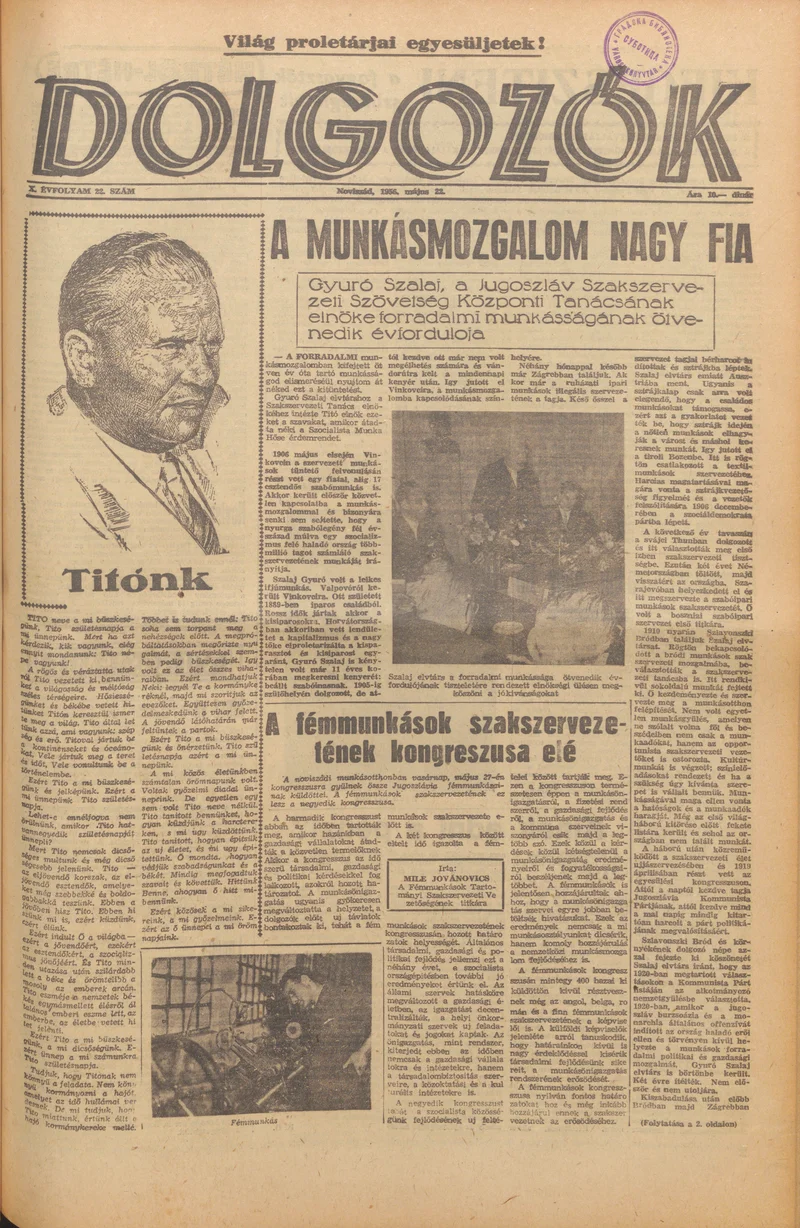 Dolgozók, 10. évf. 1956. május 22. 22. sz.