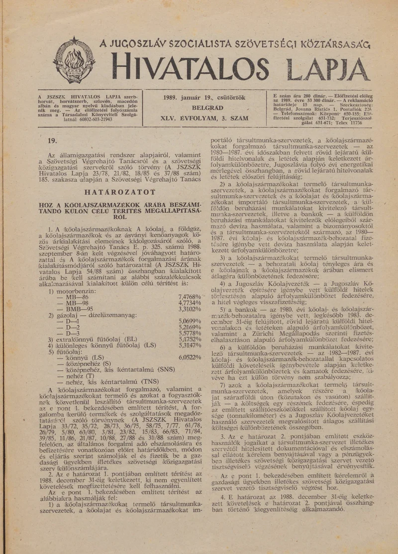 A Jugoszláv Szocialista Szövetségi Köztársaság Hivatalos Lapja, 45. évf. 1989. január 19. 3. sz. 113–116. oldal