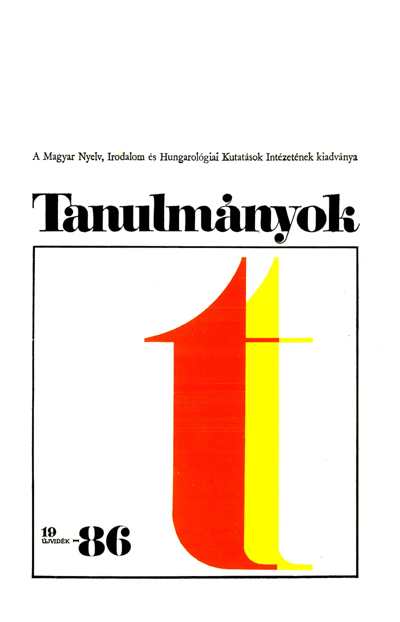 Tanulmányok, 16. évf. 1986. 18–19. sz. 1–115. oldal