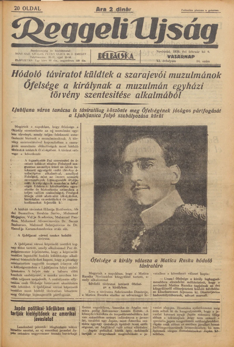 Reggeli Újság, 11. évf. 1930. február 9. 34. sz.