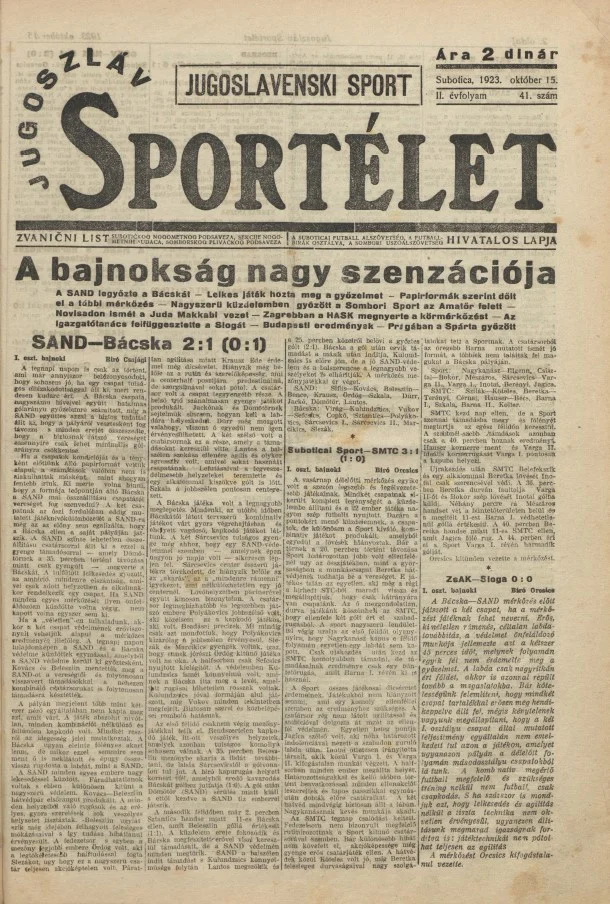 Jugoszláv sportélet, 2. évf. 1923. október 15. 41. sz.
