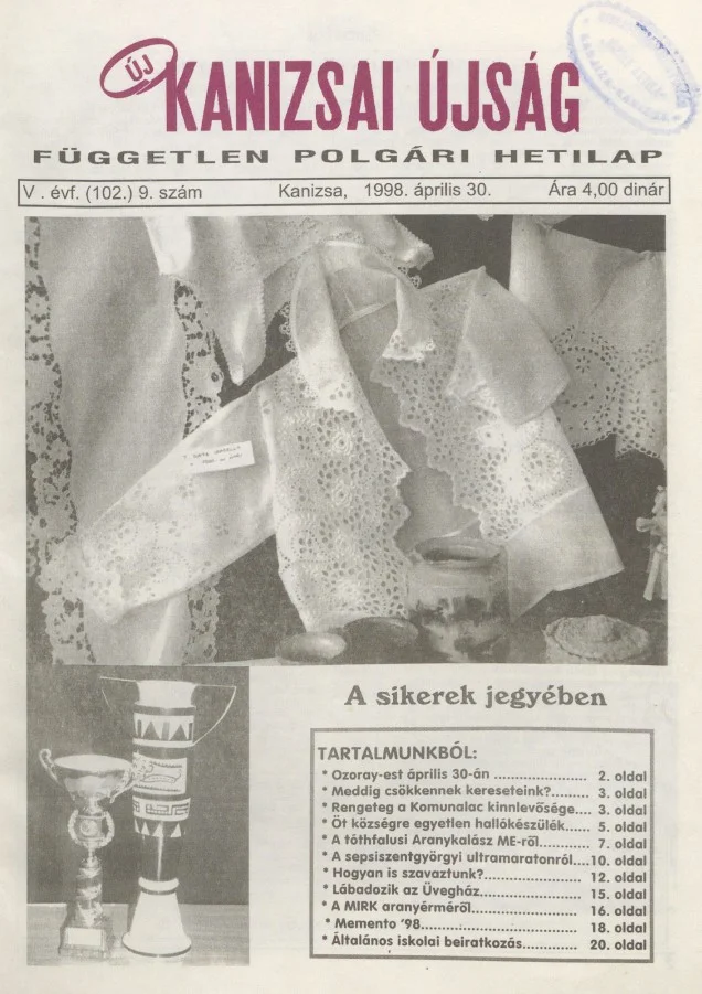 Új Kanizsai Újság, 5. évf. 1998. április 30. 9. sz.