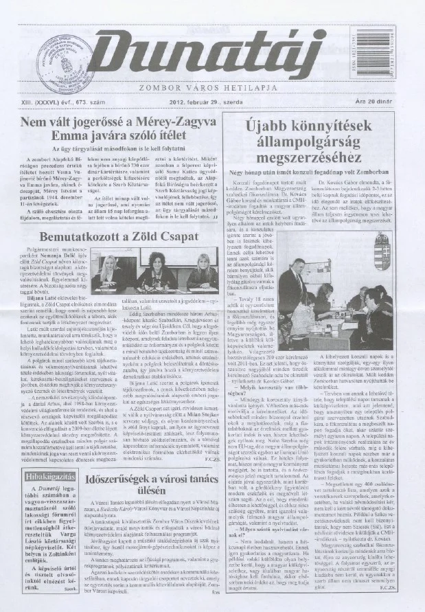 Dunatáj, 14. évf. 2012. február 29. 673. sz.