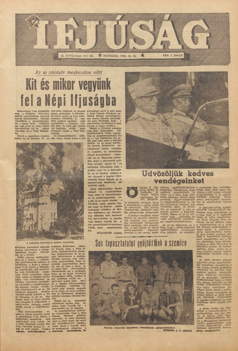 Ifjúság, 11. évf. 1955. szeptember 10. 517. sz.