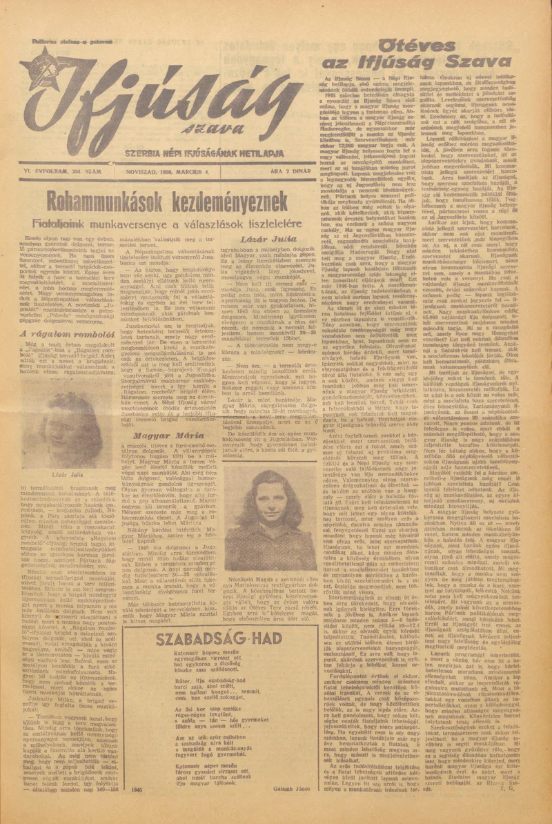 Ifjúság Szava, 6. évf. 1950. március 4. 234. sz.