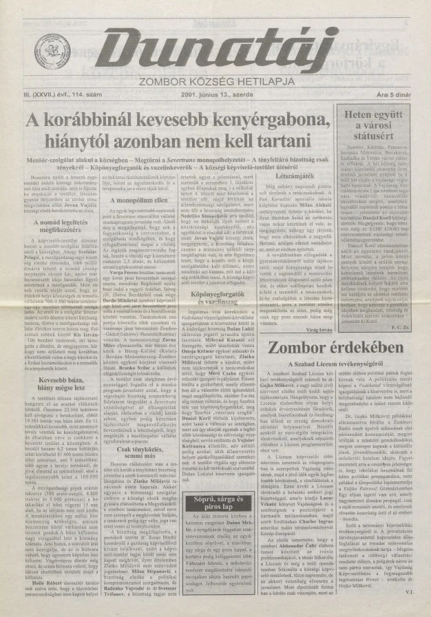 Dunatáj, 3. évf. 2001. június 13. 114. sz.