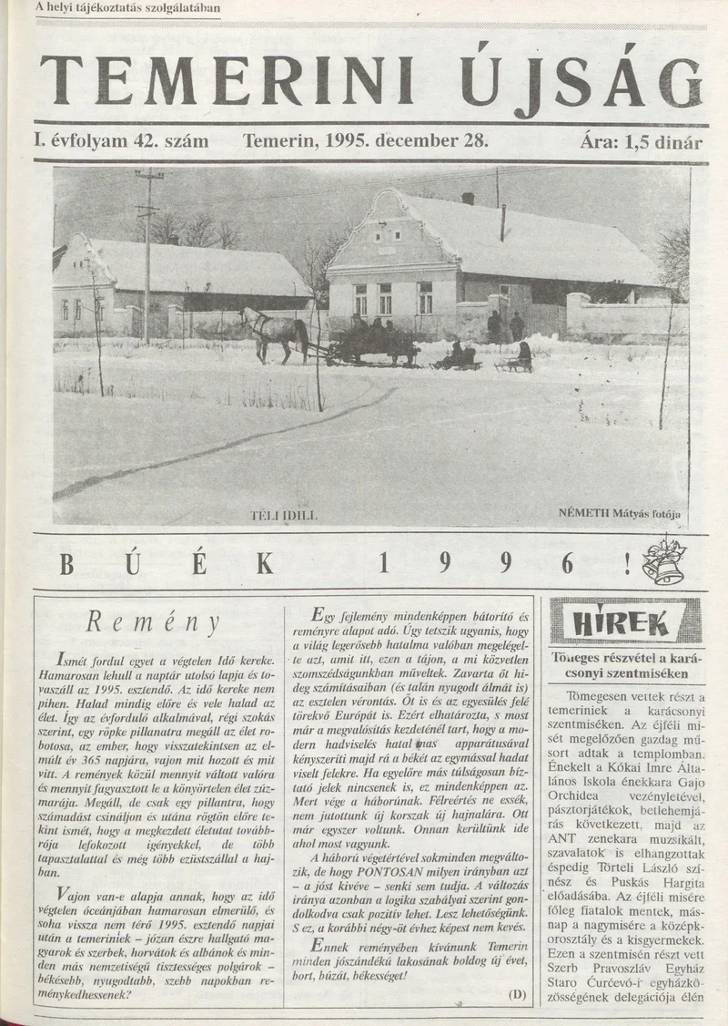 Temerini Újság, 1. évf. 1995. december 28. 42. sz.