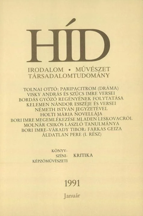 Híd, 55. évf. 1991. január. 1. sz. 1–100. oldal