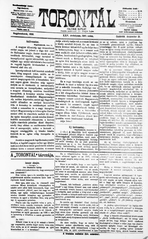 Torontál, 25. évf. 1896. december 31. 300. sz.