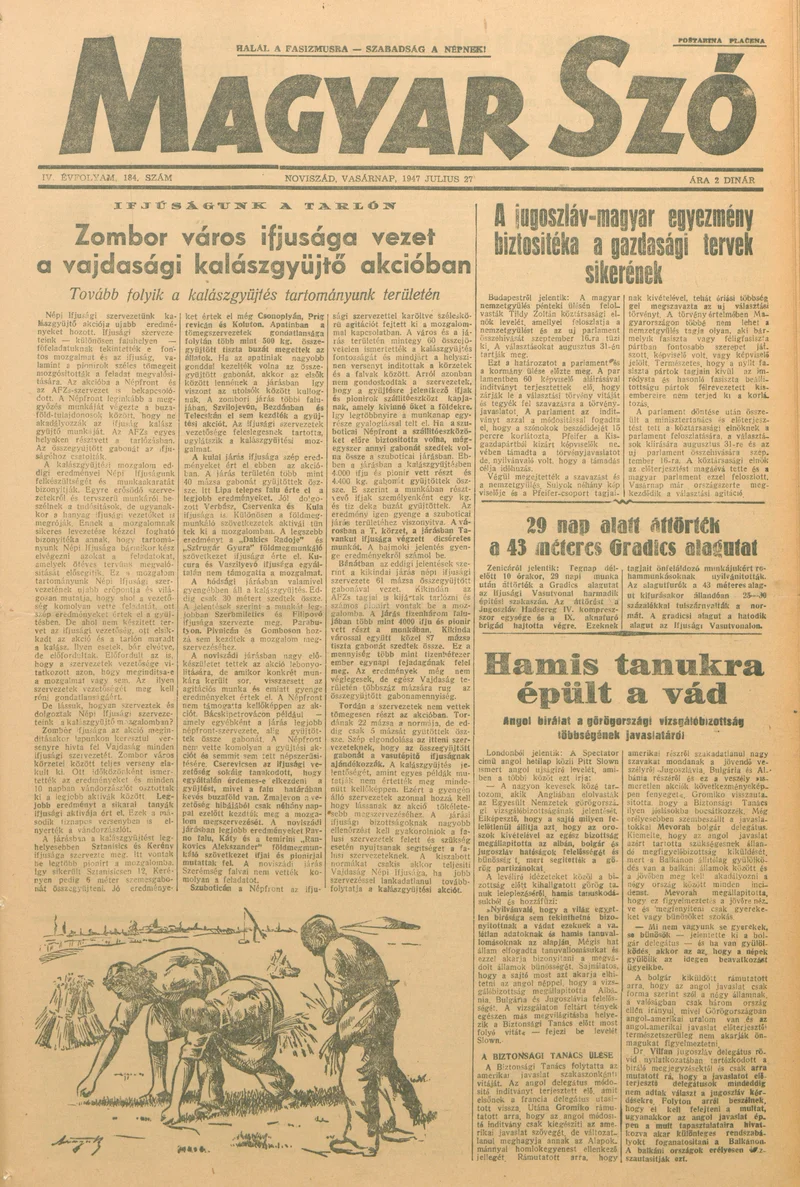 Magyar Szó, 4. évf. 1947. július 27. 184. sz. 1–8. oldal