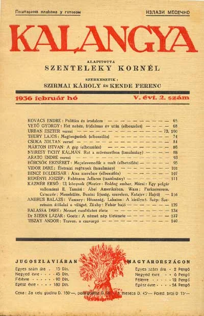 Kalangya, 5. évf. 1936. február. 2. sz. 65–143. oldal