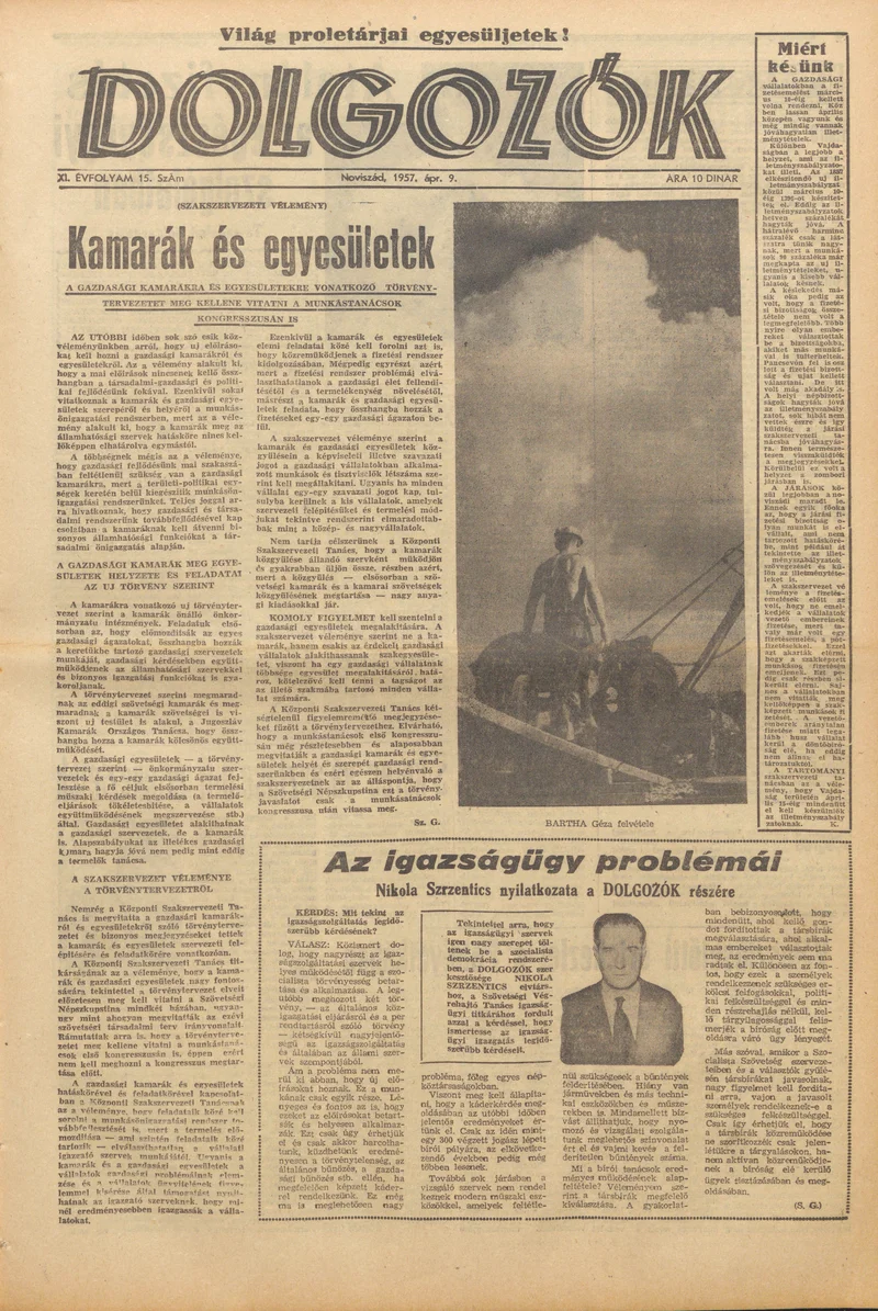 Dolgozók, 11. évf. 1957. április 9. 15. sz.