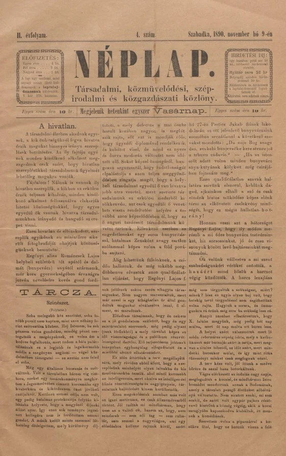 Néplap, 4. évf. 1890. november 9. 4. sz.