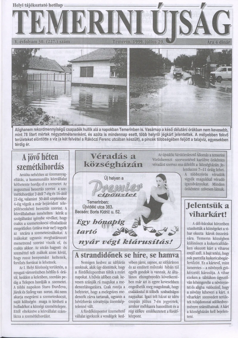 Temerini Újság, 5. évf. 1999. július 22. 29. sz.