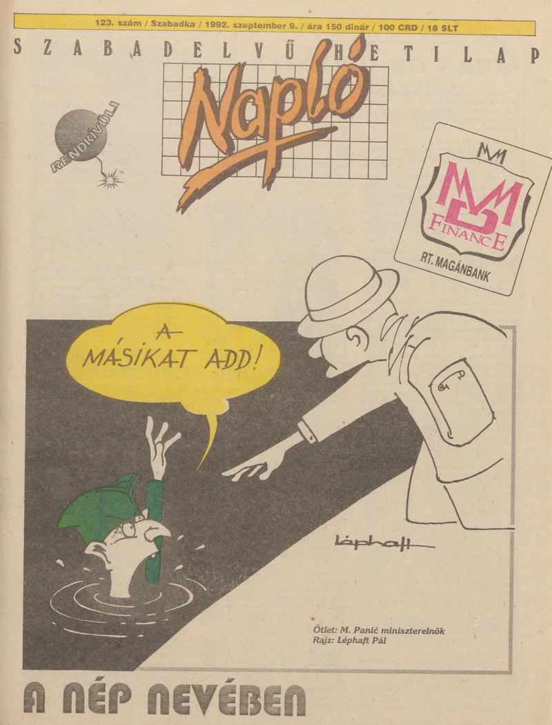 Napló - Szabadelvű hetilap, 3. évf. 1992. szeptember 9. 123. sz.