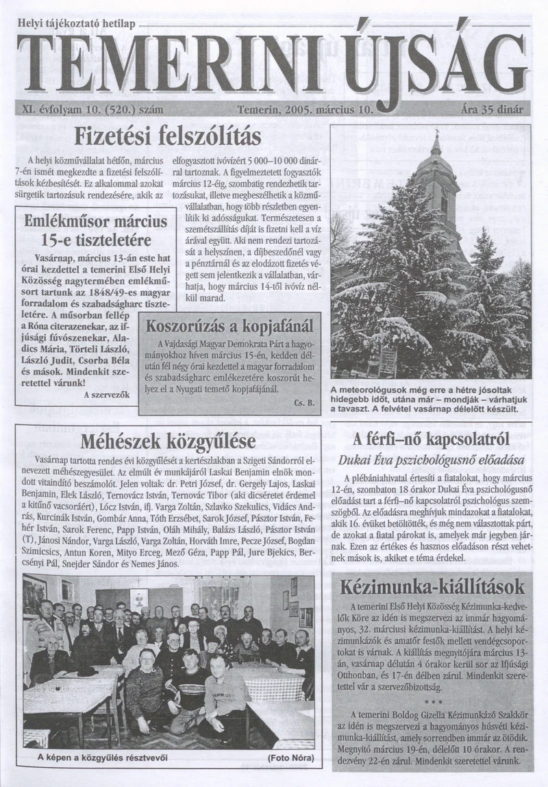 Temerini Újság, 11. évf. 2005. március 10. 10. sz.