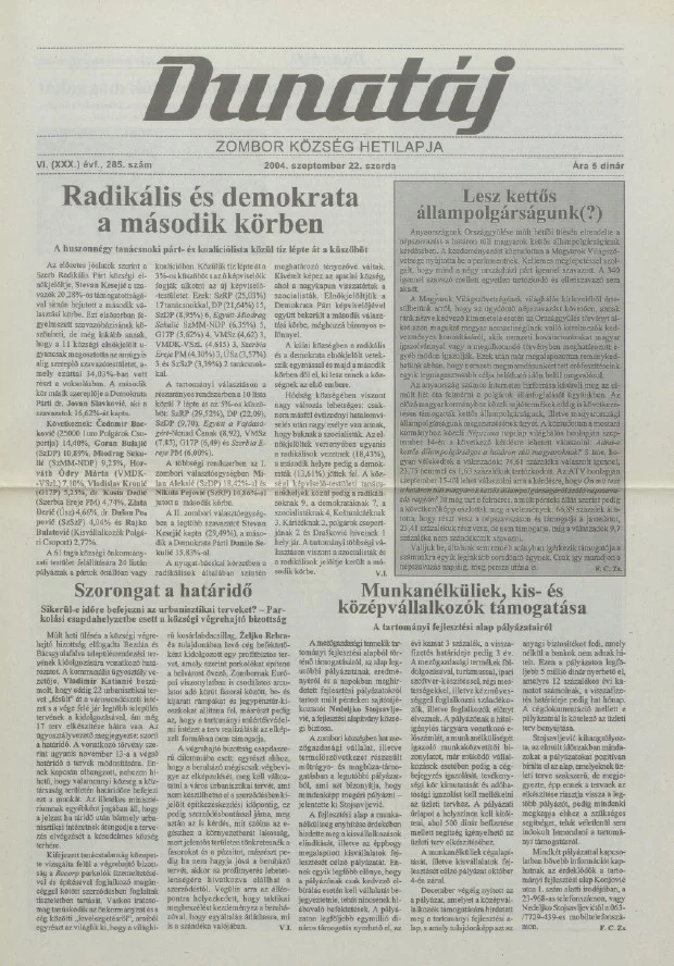 Dunatáj, 6. évf. 2004. szeptember 22. 285. sz.