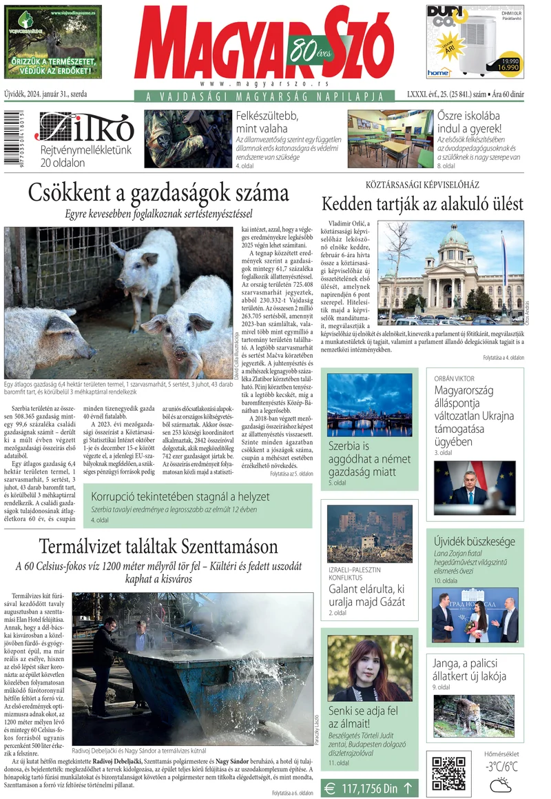 Magyar Szó, 81. évf. 2024. január 31. 25. sz. 1–16. oldal