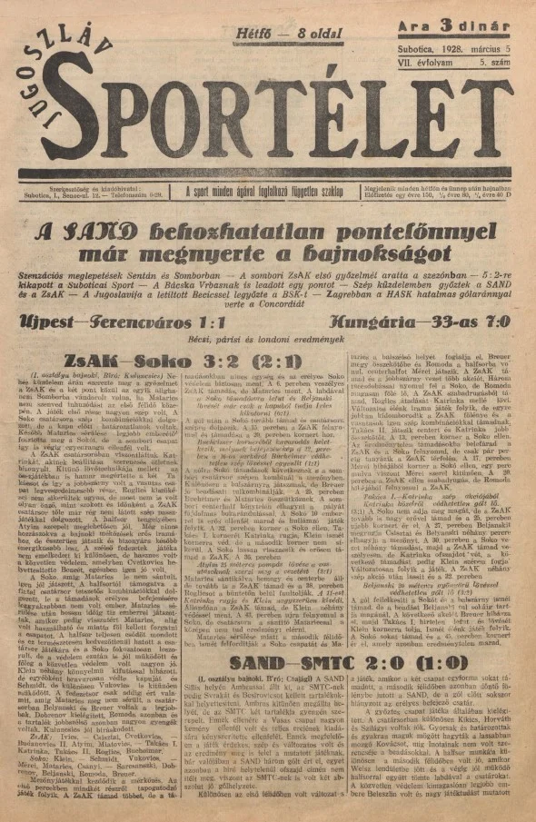 Jugoszláv sportélet, 7. évf. 1928. március 5. 5. sz.