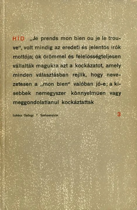 Híd, 29. évf. 1965. március. 3. sz. 289–436. oldal